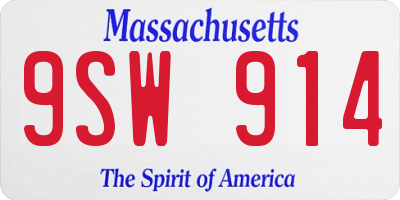 MA license plate 9SW914