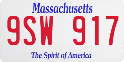 MA license plate 9SW917