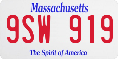 MA license plate 9SW919