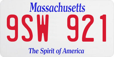 MA license plate 9SW921