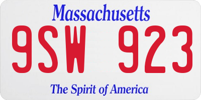 MA license plate 9SW923