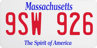 MA license plate 9SW926