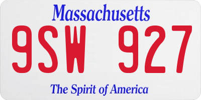 MA license plate 9SW927