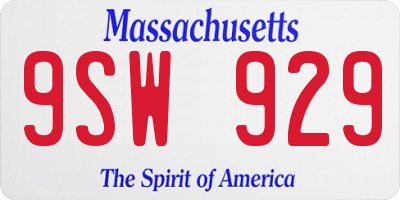 MA license plate 9SW929