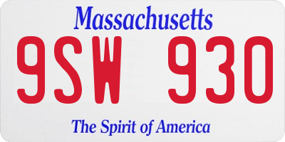 MA license plate 9SW930
