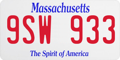 MA license plate 9SW933