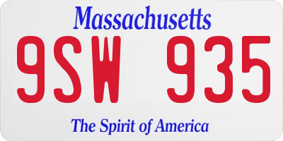MA license plate 9SW935