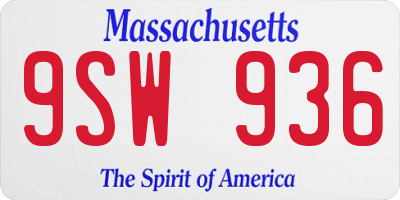 MA license plate 9SW936