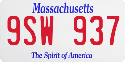 MA license plate 9SW937