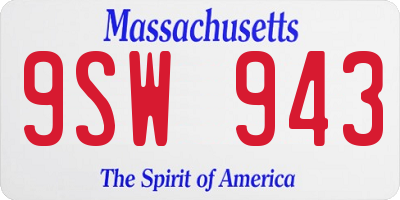 MA license plate 9SW943