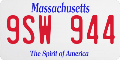 MA license plate 9SW944