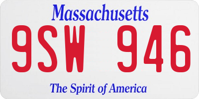 MA license plate 9SW946