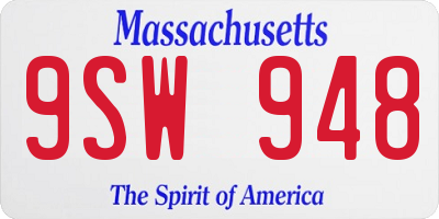 MA license plate 9SW948