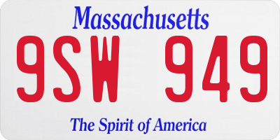 MA license plate 9SW949