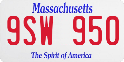 MA license plate 9SW950
