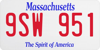 MA license plate 9SW951