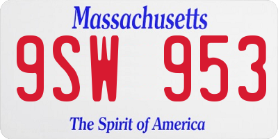 MA license plate 9SW953