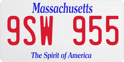 MA license plate 9SW955