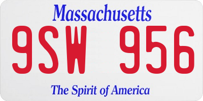 MA license plate 9SW956