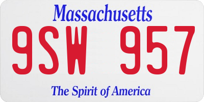MA license plate 9SW957