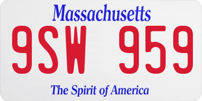 MA license plate 9SW959