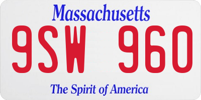 MA license plate 9SW960
