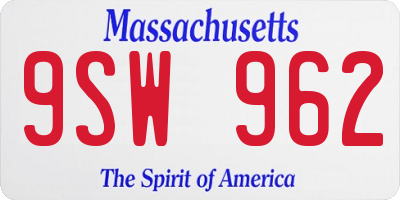 MA license plate 9SW962