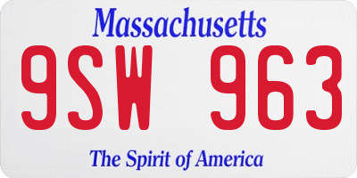 MA license plate 9SW963