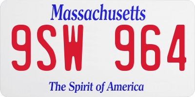 MA license plate 9SW964