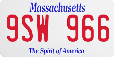 MA license plate 9SW966