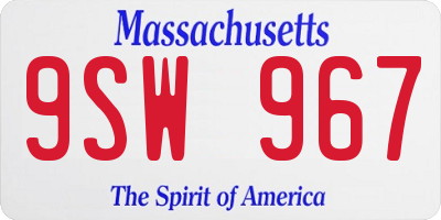 MA license plate 9SW967