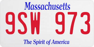 MA license plate 9SW973