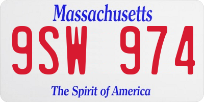 MA license plate 9SW974