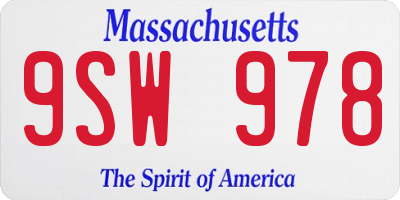 MA license plate 9SW978