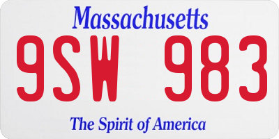 MA license plate 9SW983