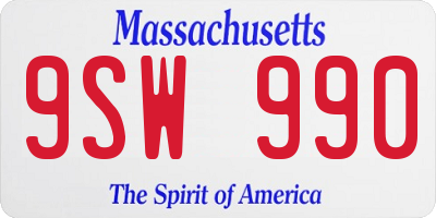 MA license plate 9SW990