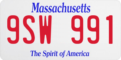 MA license plate 9SW991