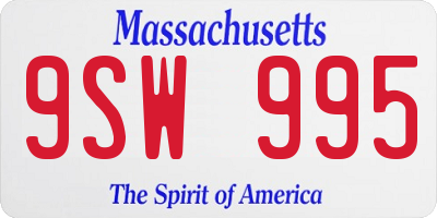 MA license plate 9SW995