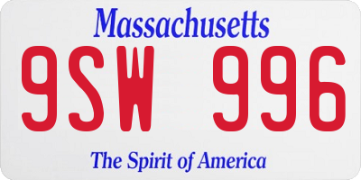 MA license plate 9SW996