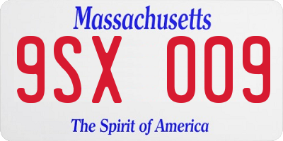 MA license plate 9SX009