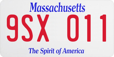 MA license plate 9SX011
