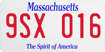MA license plate 9SX016
