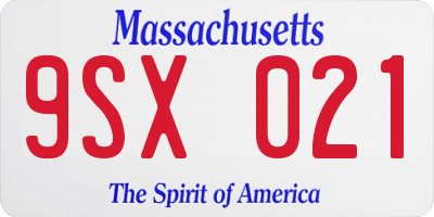 MA license plate 9SX021