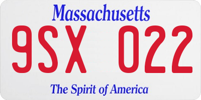 MA license plate 9SX022