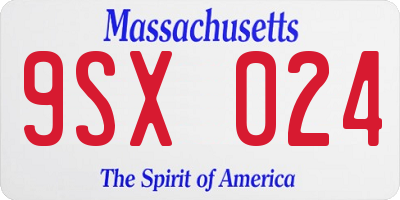 MA license plate 9SX024
