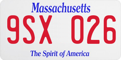 MA license plate 9SX026