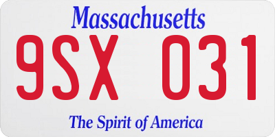 MA license plate 9SX031