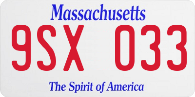 MA license plate 9SX033