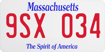 MA license plate 9SX034