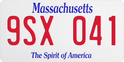 MA license plate 9SX041